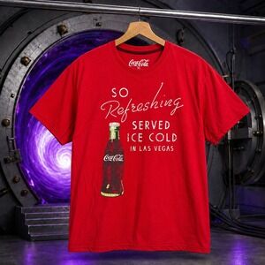 Coca-Cola Las Vegas Graphic Tee Red XL Retro Soda Bottle Souvenir Shirt